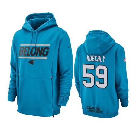 Carolina Panthers #59 Luke Kuechly Blue Nike Sideline Lockup Hoodie - Men's