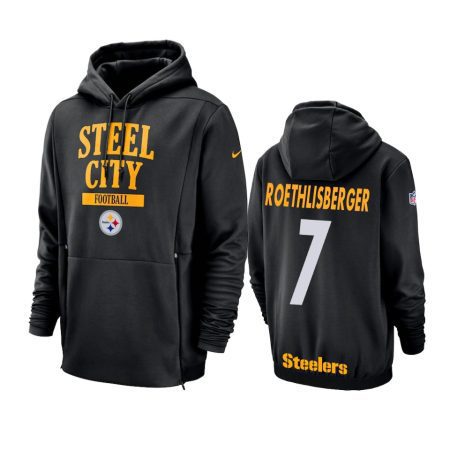 Pittsburgh Steelers #7 Ben Roethlisberger Black Nike Sideline Lockup Hoodie - Men's