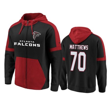 Atlanta Falcons #70 Jake Matthews Black-Red Iconic Hoodie - Men's