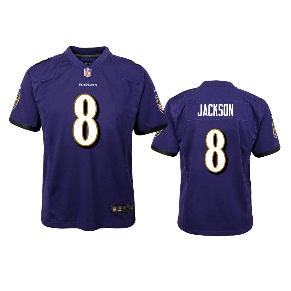 Baltimore Ravens #8 Lamar Jackson Purple Game Jersey - Youth 1 8 lamar jackson purple game jersey
