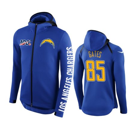 Los Angeles Chargers #85 Antonio Gates Royal NFL 100th Anniversary Hoodie - Men