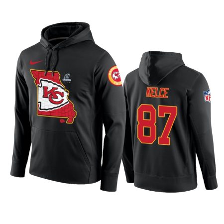 Kansas City Chiefs #87 Travis Kelce Black 2018-19 NFL Playoffs Hoodie - Men