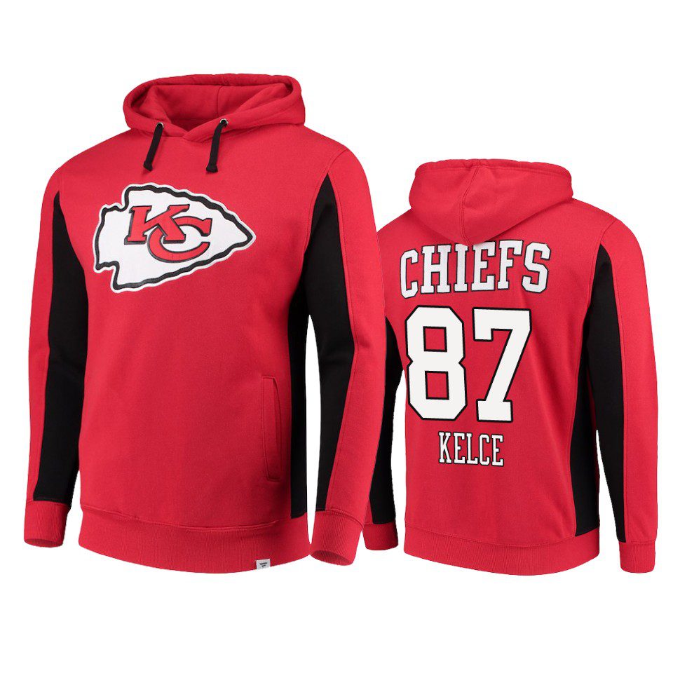 Kansas City Chiefs #87 Travis Kelce Red Team Iconic Hoodie - Men 1 87 red travis kelce hoodie
