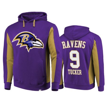 Baltimore Ravens #9 Justin Tucker Purple Team Iconic Hoodie - Men