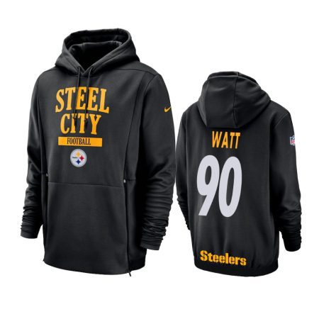 Pittsburgh Steelers #90 T.J. Watt Black Nike Sideline Lockup Hoodie - Men's