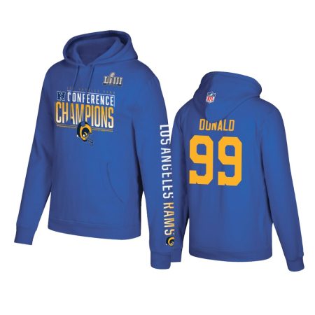 Los Angeles Rams #99 Aaron Donald Royal 2018 NFC Champions Hoodie - Men