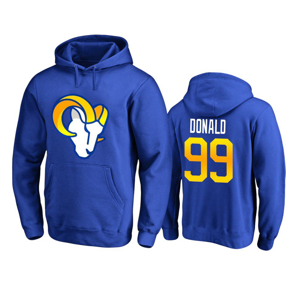 Aaron Donald Los Angeles Rams Royal Primary Logo Pullover Hoodie 1 aaron donald rams royal primary logo pullover hoodie