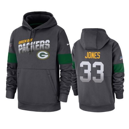 Green Bay Packers Aaron Jones Anthracite 100th Season Sideline Team Logo Hoodie