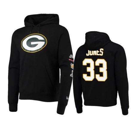 Green Bay Packers Aaron Jones Black Super Bowl Champions Commemorative Hoodie