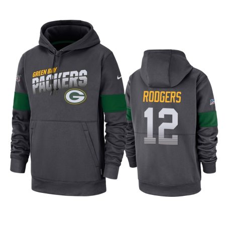 Green Bay Packers Aaron Rodgers Anthracite 100th Season Sideline Team Logo Hoodie