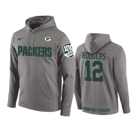 Green Bay Packers Aaron Rodgers Gray Circuit Wordmark Pullover Hoodie