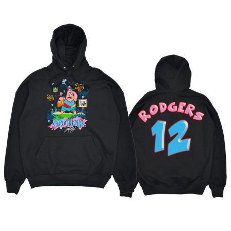 Men's NFL Junk Food Aaron Rodgers Packers SpongeBob x King Saladeen Black Patrick Pullover Hoodie