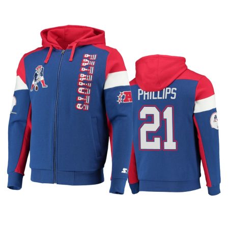 Adrian Phillips New England Patriots Royal Red Extreme Throwback Full-Zip Hoodie