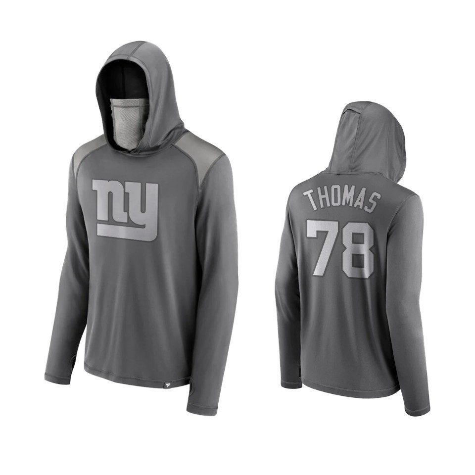 Andrew Thomas New York Giants Gray Rally On Transitional Face Covering with Face Covering Hoodie 1 andrew thomas giants gray rally on transitional face covering hoodie