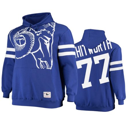 Los Angeles Rams Andrew Whitworth Royal Big Face Historic Logo Fleece Pullover Hoodie