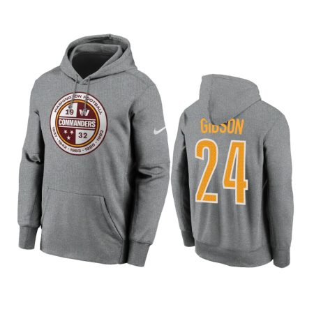 Washington Commanders Antonio Gibson Charcoal Therma Pullover Hoodie