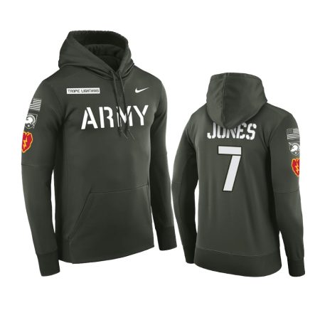 Army Black Knights Jemel Jones #7 Green Rivalry Therma Hoodie