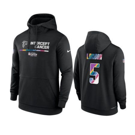 Men's Atlanta Falcons Drake London Black Therma 2022 NFL Crucial Catch Hoodie