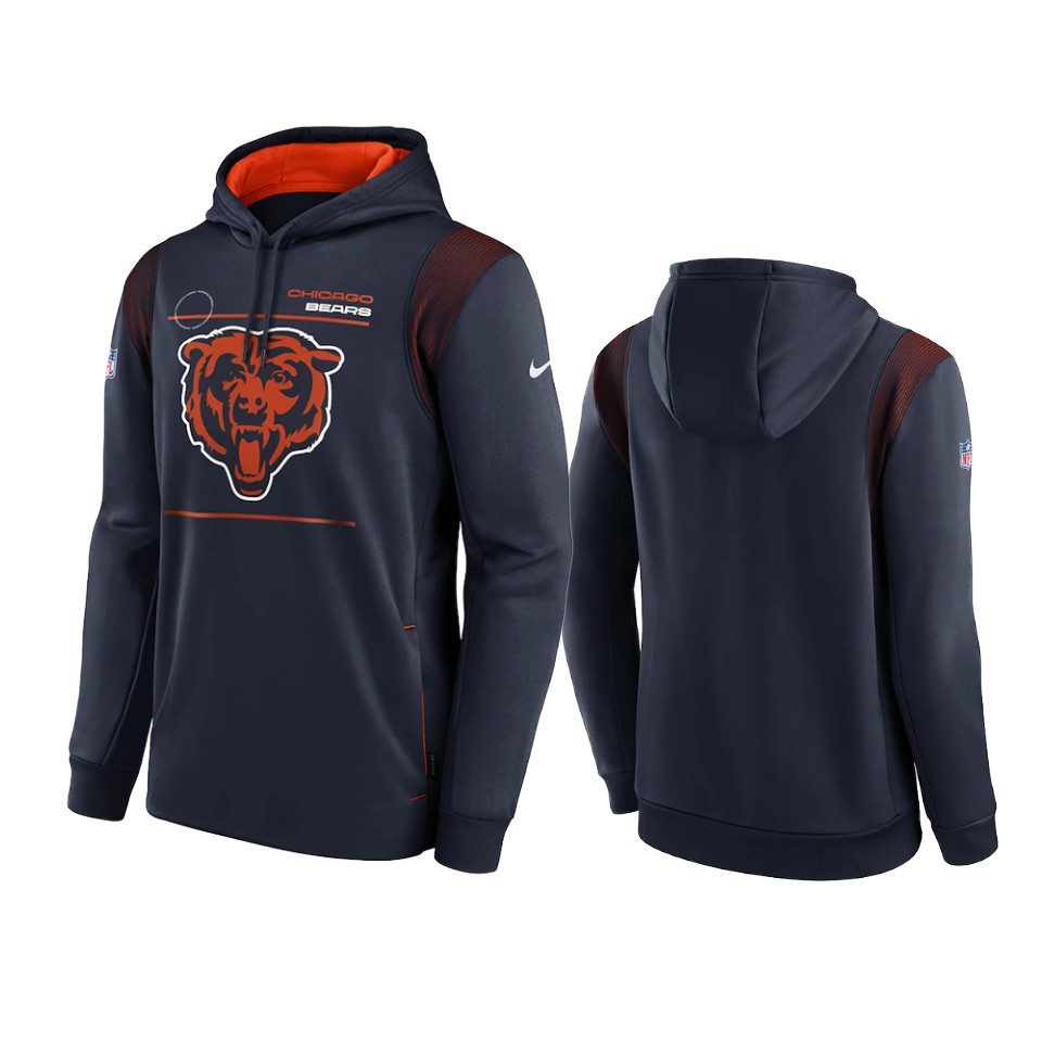 Chicago Bears Navy Sideline Logo Performance Pullover Hoodie 1 bears navy sideline logo performance hoodie