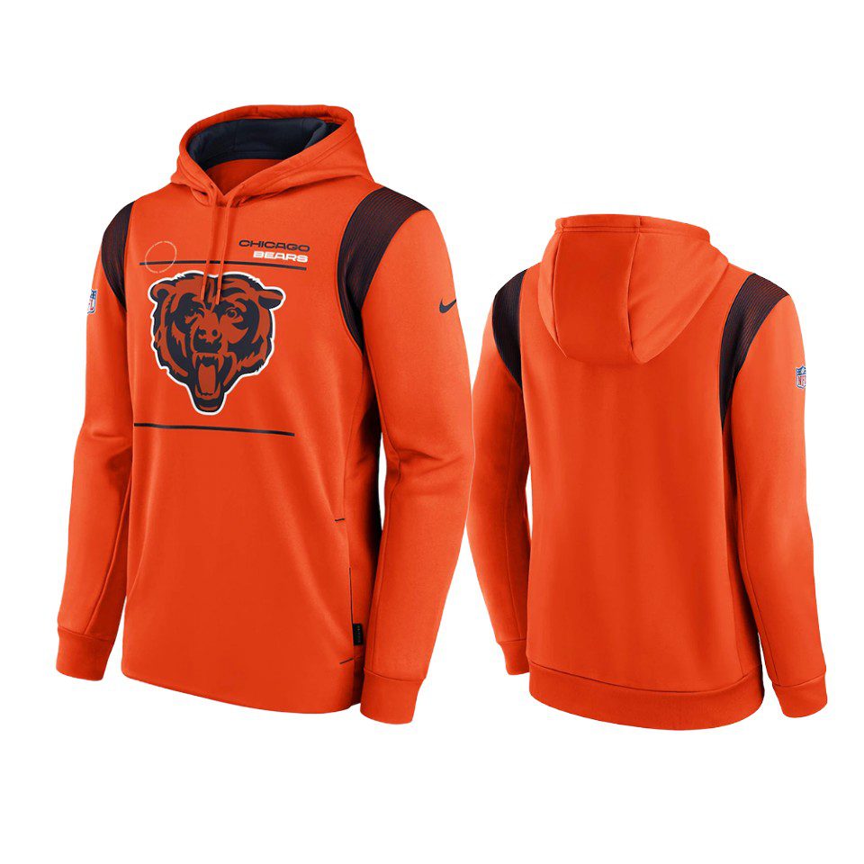 Chicago Bears Orange Sideline Logo Performance Pullover Hoodie 1 bears orange sideline logo performance hoodie