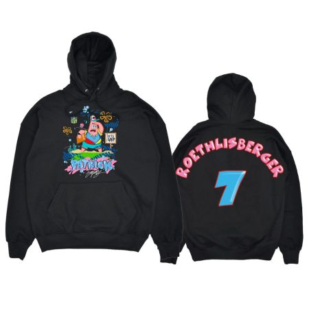 Men's NFL Junk Food Ben Roethlisberger Steelers SpongeBob x King Saladeen Black Patrick Pullover Hoodie