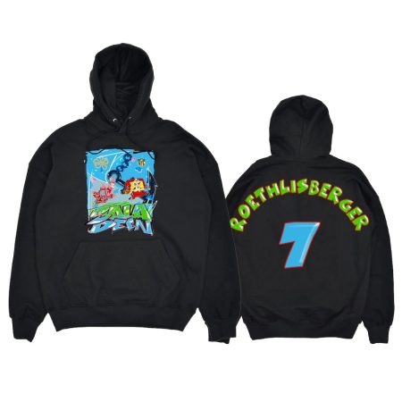 Men's NFL Junk Food Ben Roethlisberger Steelers SpongeBob x King Saladeen Black Teams Pullover Hoodie