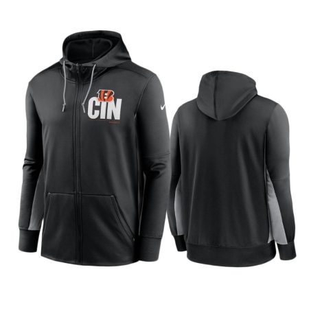 Cincinnati Bengals Black Gray Mascot Performance Full-Zip Hoodie