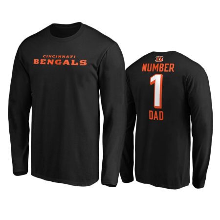 Cincinnati Bengals Black #1 Dad Long Sleeve T-Shirt