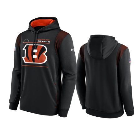 Cincinnati Bengals Black Sideline Logo Performance Pullover Hoodie