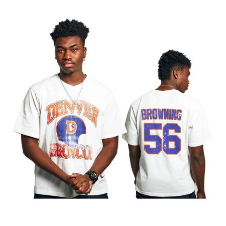 Denver Broncos Baron Browning White Vintage Helmet T-Shirt