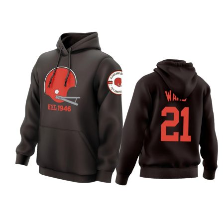 Cleveland Browns Brown 75th Anniversary Helmet Logo Pullover Hoodie
