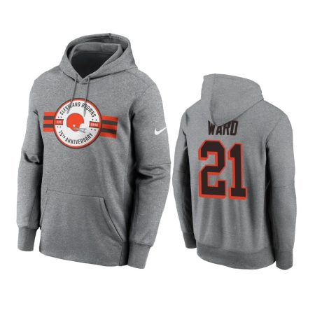 Cleveland Browns Denzel Ward Heather Gray 75th Anniversary Pullover Hoodie