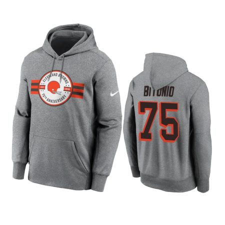 Cleveland Browns Joel Bitonio Heather Gray 75th Anniversary Pullover Hoodie