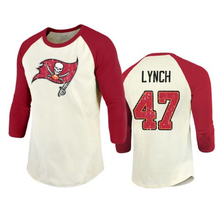 Tampa Bay Buccaneers John Lynch Cream Red Vintage Inspired Name & Number Raglan T-Shirt