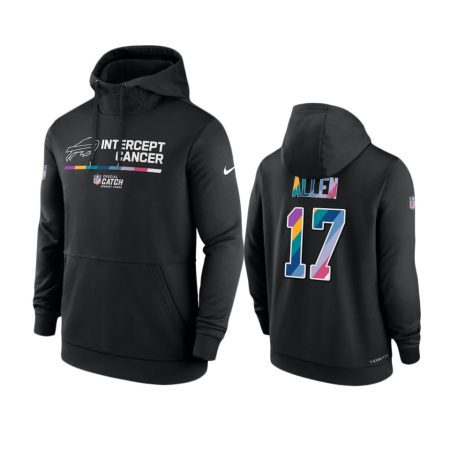 Men's Buffalo Bills Josh Allen Black Therma 2022 NFL Crucial Catch Hoodie
