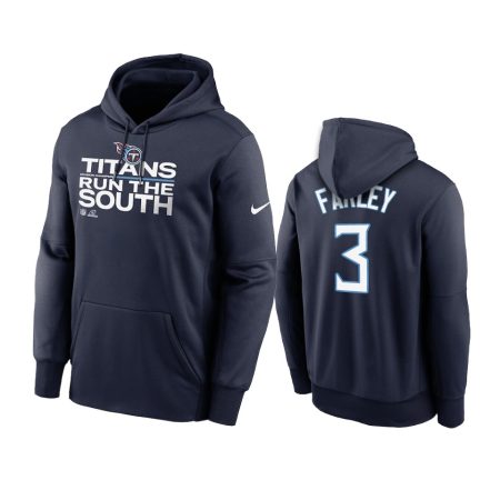 Tennessee Titans Caleb Farley Navy 2021 AFC South Division Champions Trophy Hoodie
