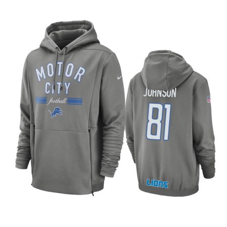 Detroit Lions Calvin Johnson Gray Sideline Local Lockup Pullover Hoodie