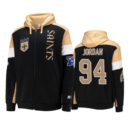 Cameron Jordan New Orleans Saints Black Gold Extreme Throwback Full-Zip Hoodie