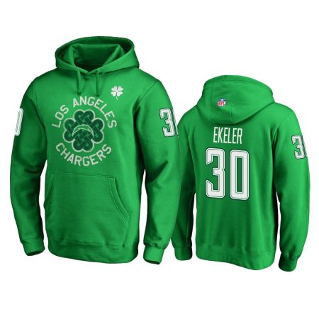 Los Angeles Chargers #30 Austin Ekeler Kelly Green St. Patrick's Day Hoodie - Men