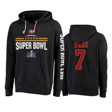 Charvarius Ward San Francisco 49ers Heather Black Super Bowl LVIII Tri-Blend Pullover Hoodie