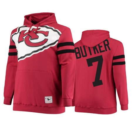 Kansas City Chiefs Harrison Butker Red Big Face Historic Logo Fleece Pullover Hoodie