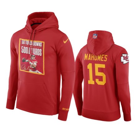 Kansas City Chiefs #15 Patrick Mahomes Red Art Print 50 TDs and 5000 Yards Hoodie