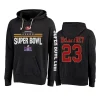 Christian McCaffrey San Francisco 49ers Heather Black Super Bowl LVIII Tri-Blend Pullover Hoodie 3 christian mccaffrey 49ers heather black super bowl lviii tri blend hoodie