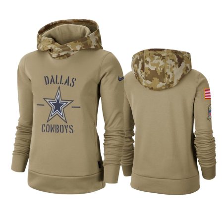Dallas Cowboys Khaki 2019 Salute to Service Therma Pullover Hoodie