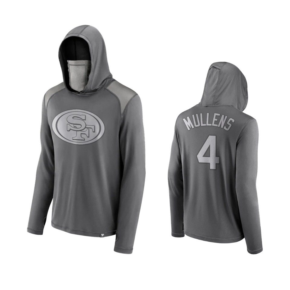 Custom San Francisco 49ers Gray Rally On Transitional Face Covering with Face Covering Hoodie 1 custom 49ers gray rally on transitional face covering hoodie