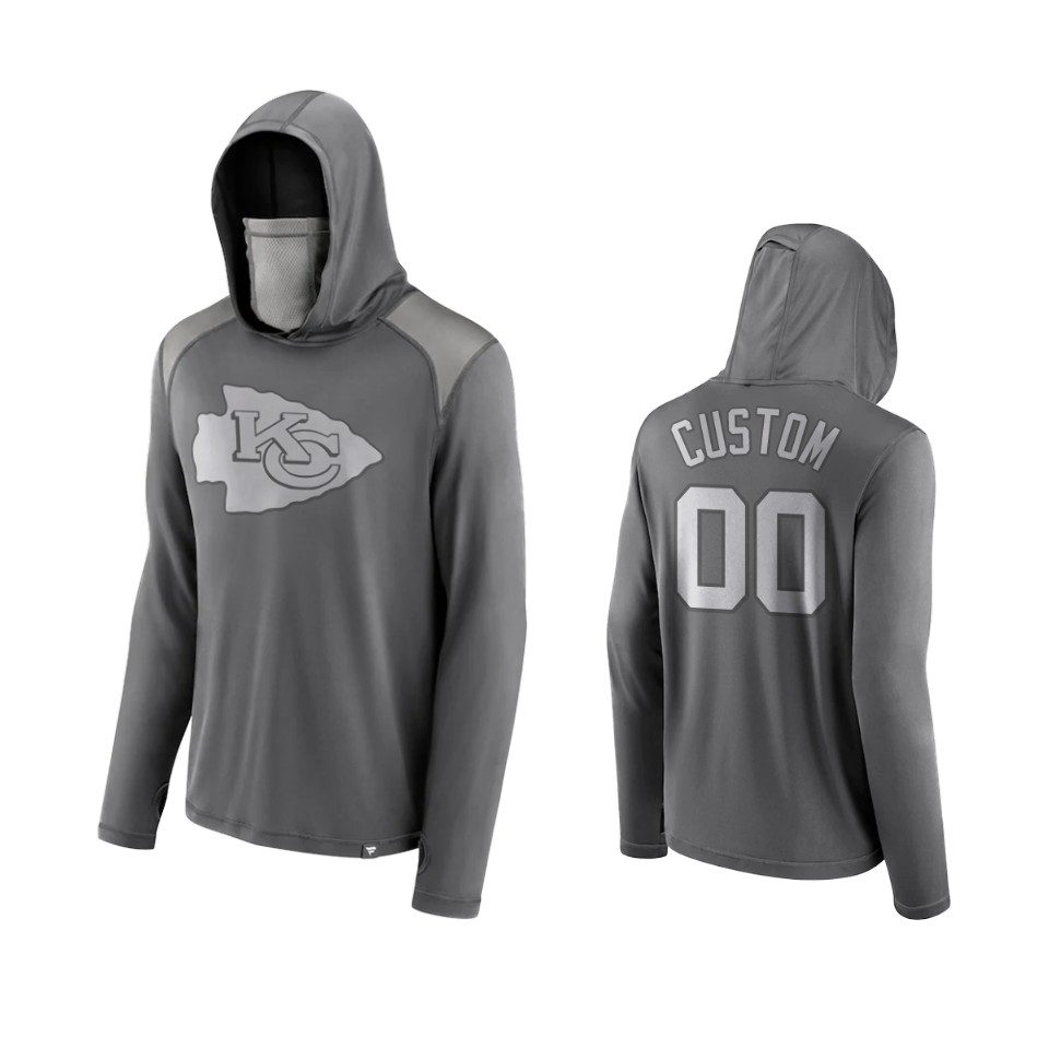 Custom Kansas City Chiefs Gray Rally On Transitional Face Covering Pullover Hoodie 1 custom chiefs gray rally on transitional face covering hoodie