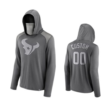 Custom Houston Texans Gray Rally On Transitional Face Covering Pullover Hoodie