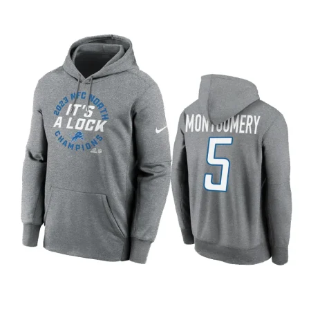 David Montgomery Detroit Lions Heather Gray 2023 NFC North Division Champions Locker Room Trophy Collection Pullover Hoodie