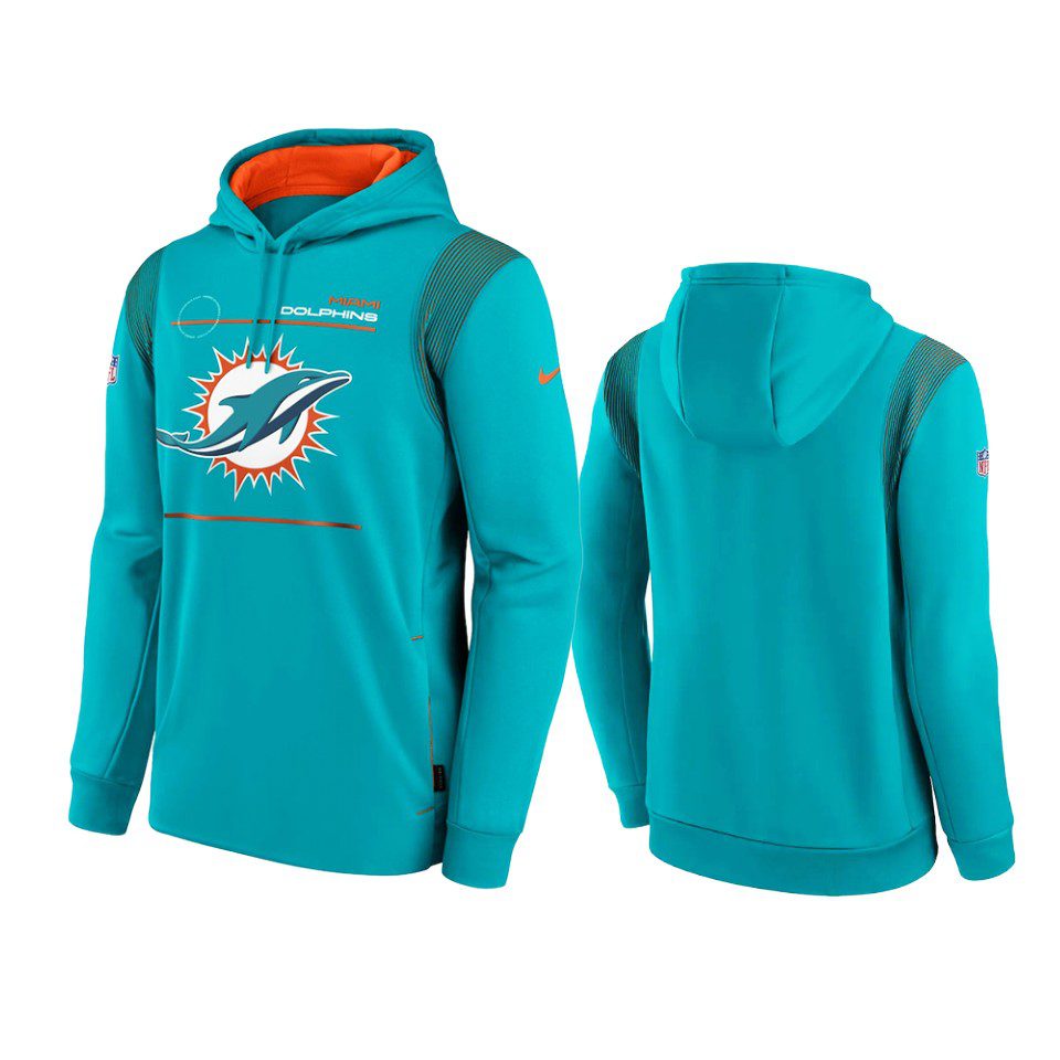 Miami Dolphins Aqua Sideline Logo Performance Pullover Hoodie 1 dolphins aqua sideline logo performance hoodie