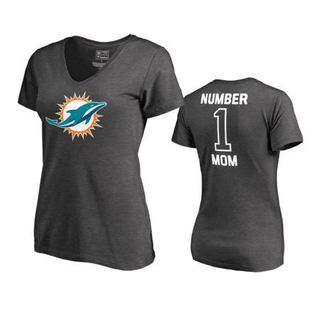 Miami Dolphins Charcoal Mother's Day #1 Mom T-Shirt